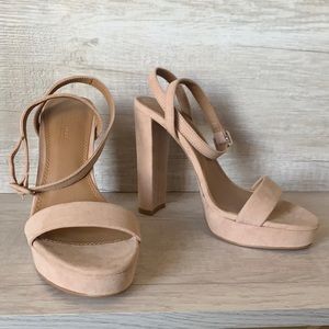 ASOS Design Platform Heeled Sandals in Beige